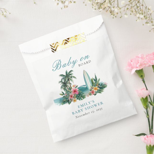 Sacolinha Baby On Board Surf Beach Baby Shower (Selado)