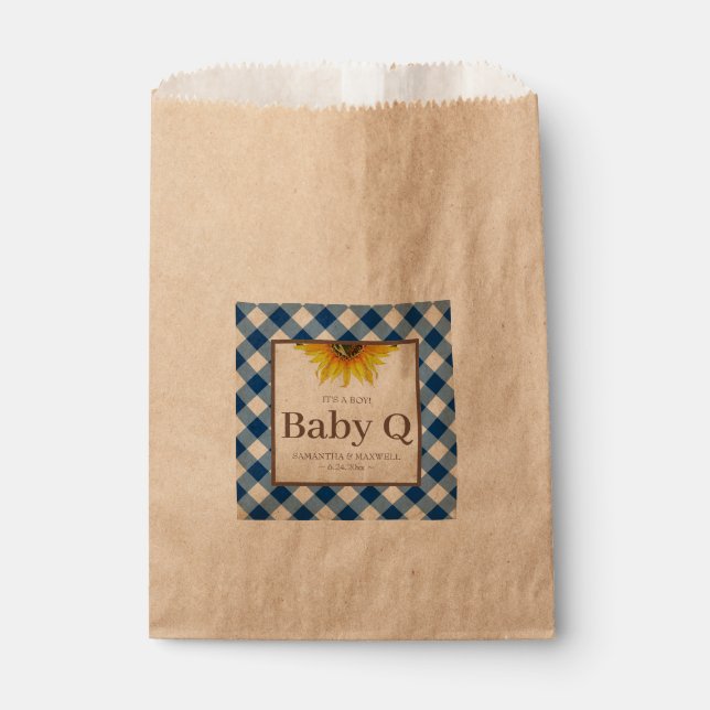 Sacolinha Baby Q Blue Gingham and Sunflower (Frente)