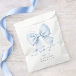 Sacolinha Baby Shower Blue Bow It's a Boy Thank You