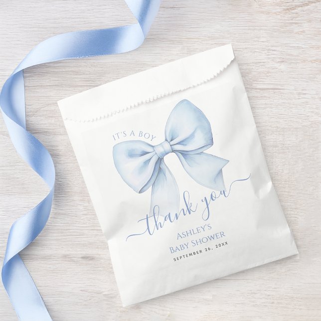 Sacolinha Baby Shower Blue Bow It's a Boy Thank You (Criador carregado)