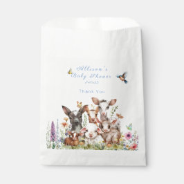 Sacolinha Baby Shower Cow Goat Sheep Butterflies Flowers