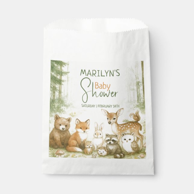 Sacolinha Baby Shower Cute Woodland Baby Animals (Frente)