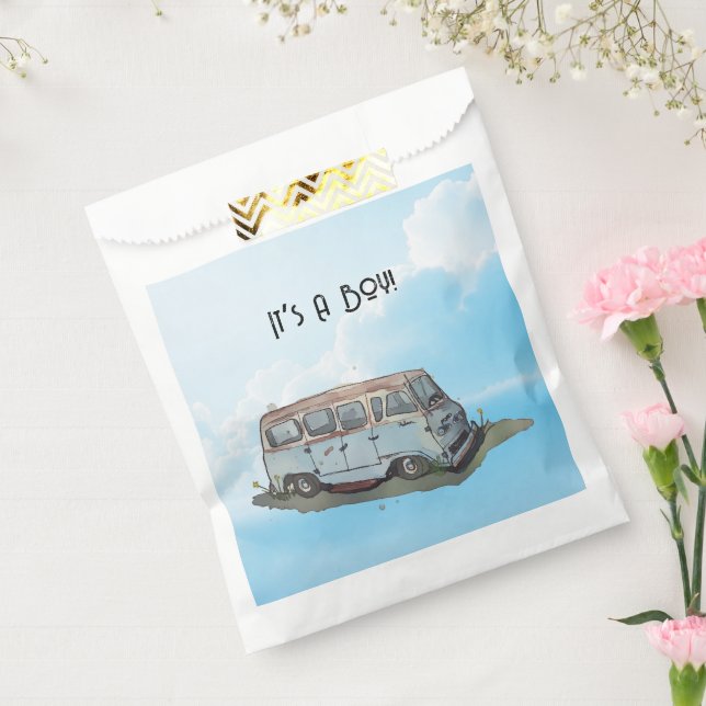 Sacolinha Baby shower for a boy, van (Selado)