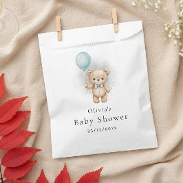 Sacolinha Baby Shower for Boy – Blue Balloon Teddy Bear Bow