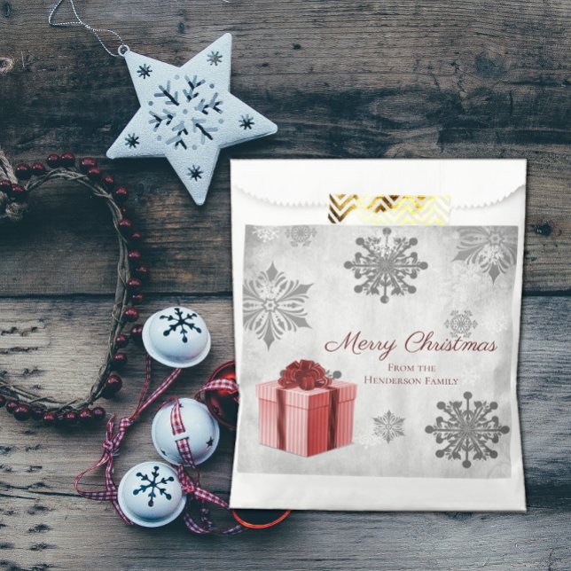 Sacolinha Bag do Favor do Presente de Natal Vermelho (Red Christmas Gift Favor Bag)