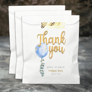 Sacolinha Balão Azul - Chá de fraldas Favor Bag com Eucalypt