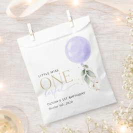 Sacolinha Balão Roxo, Verde, Folhagem, Primeiro Aniversário