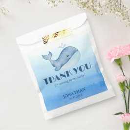 Sacolinha Baleia-branca-simples, azul-oceano Aniversário Obr