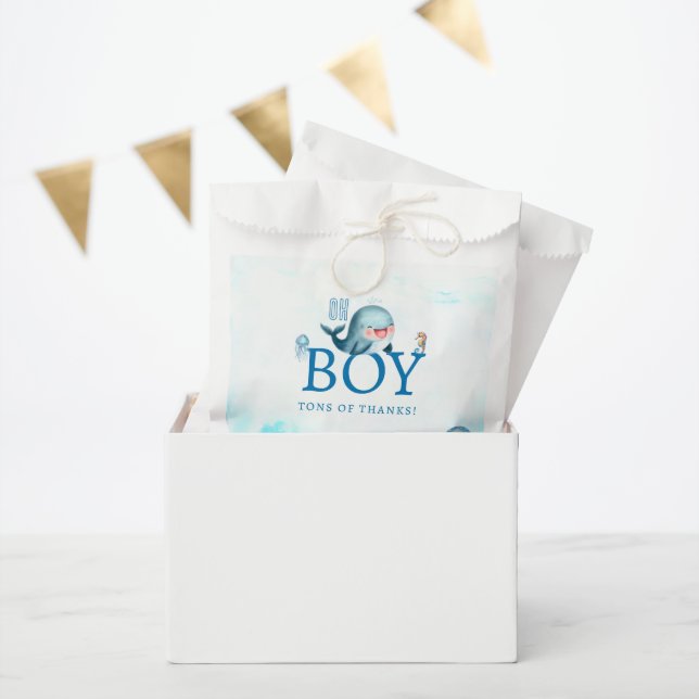 Sacolinha Baleia-branca sob Chá de fraldas de Aquarela Marít (Festa)