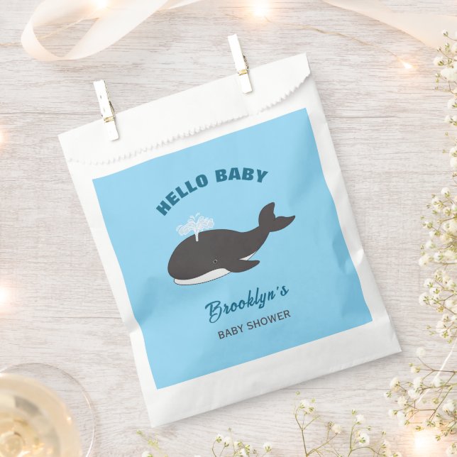 Sacolinha Baleia Chá de fraldas Azul Sob O Mar Alô (Cortado)