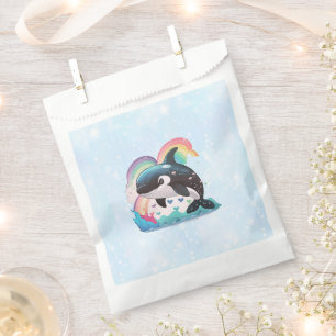 Sacolinha Baleia Orca Kawaii Fofa Arco-íris Borboletas