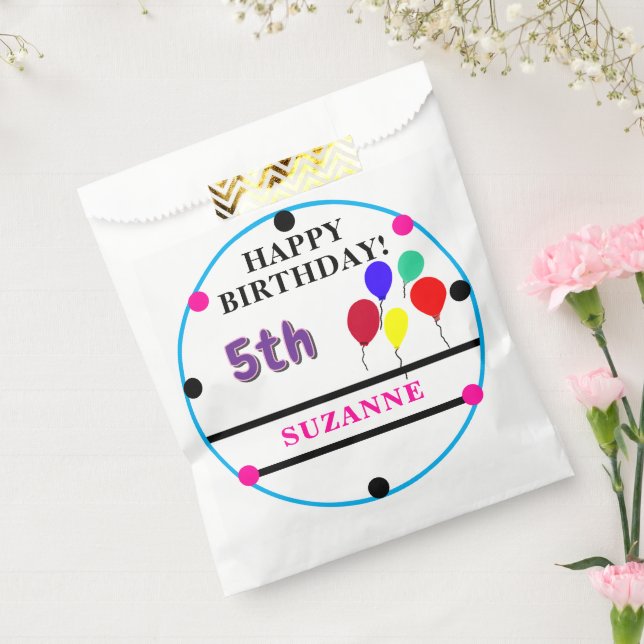 Sacolinha Balões de Aniversário Roxo Rosa Qualquer IDADE (Selado)