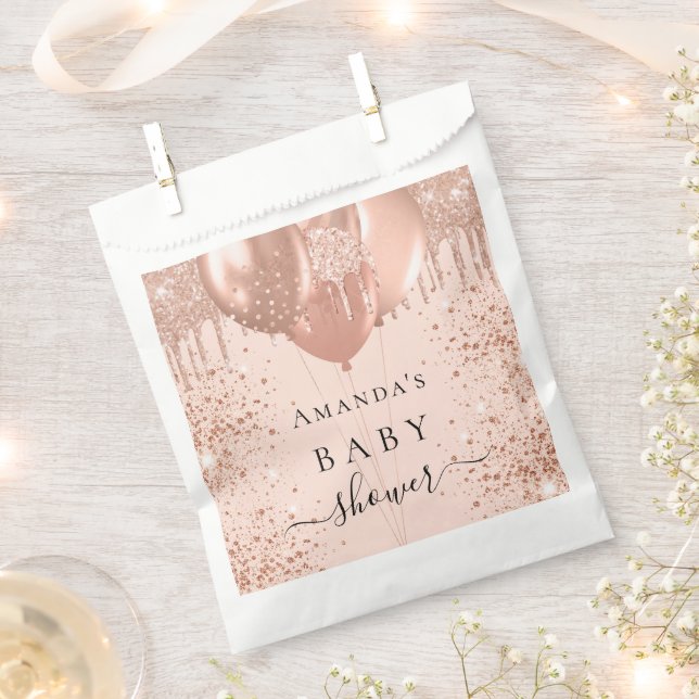 Sacolinha Balões de elefantes rosa chá de fraldas (Cortado)