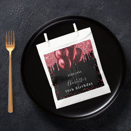 Sacolinha Balões festa de aniversário de brilho vermelho