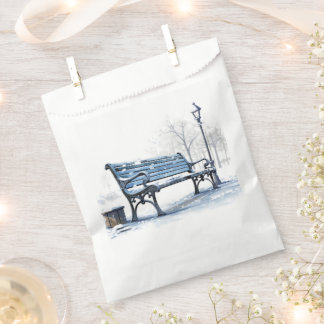 Sacolinha Banco de Inverno de Aquarela Azul Personalizável