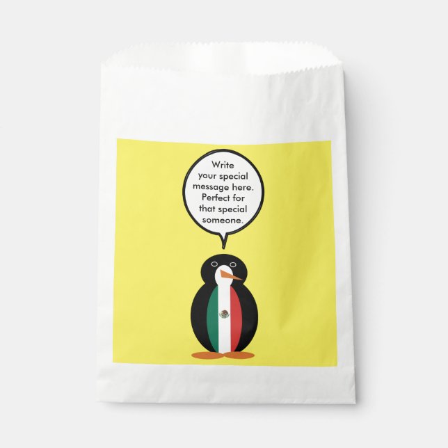 Sacolinha Bandeira Mexicana Falando Srta. Penguin Favor Bag (Frente)