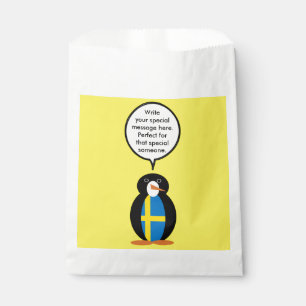 Sacolinha Bandeira Sueca Falando Sra. Penguin Personalizada