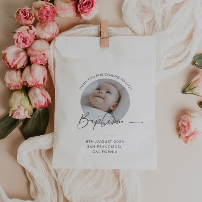Sacolinha Baptism Photo Thank You (Zazzle Baptism Photo Thank You Tag Favor Bag)