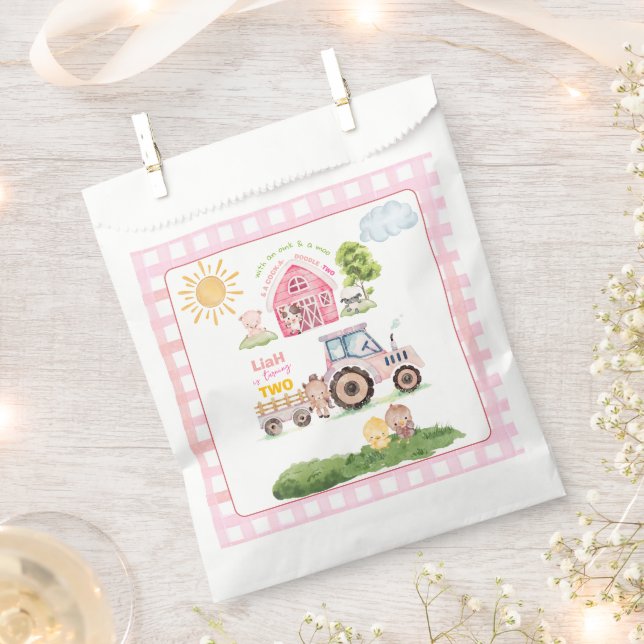 Sacolinha Barnyard Fun Pink 2nd Birthday  (Cortado)