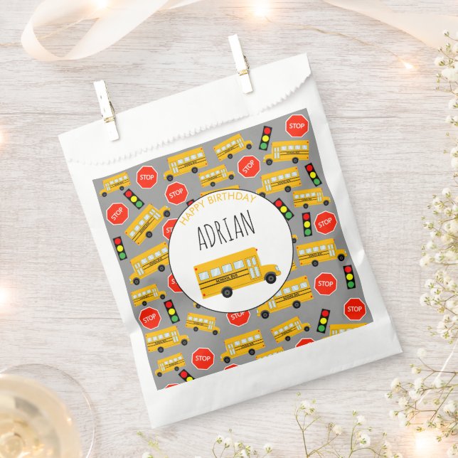 Sacolinha Barramento de Escola Amarelo Parar Sinal de Tráfeg (Cortado)