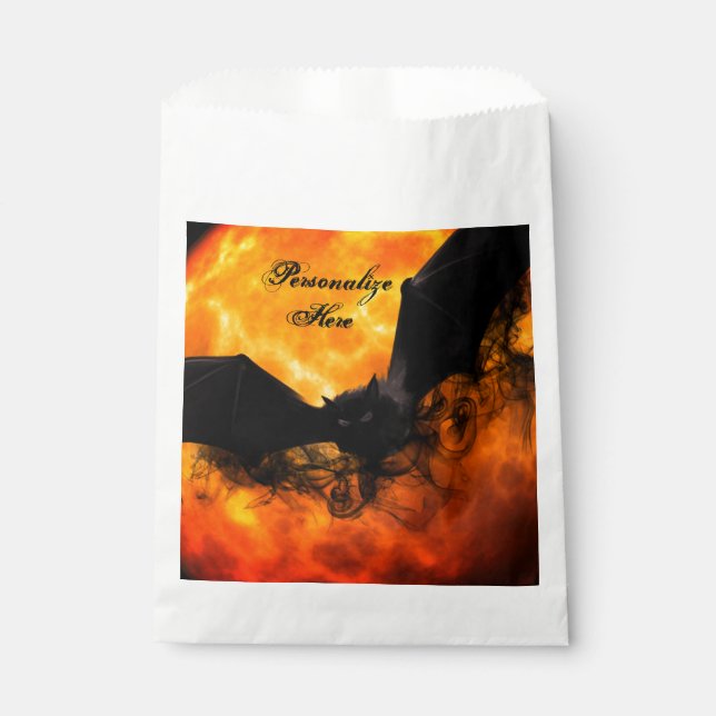 Sacolinha Bat e lua de colheita caem preto laranja elegante (Frente)