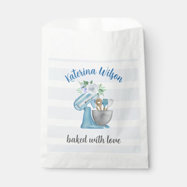 Sacolinha Batedeira Flor Azul Home Bakery (Frente)