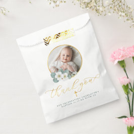 Sacolinha Batismo Favor Bag com mensagem de agradecimento