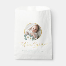 Sacolinha Batismo Favor Bag com mensagem de agradecimento