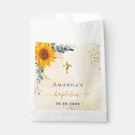 Sacolinha Batismo girassol eucalipto verde