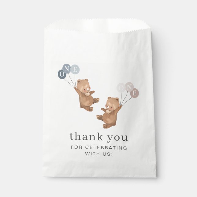 Sacolinha Bear Boy Twins - primeiro aniversario - (Frente)