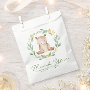 Sacolinha Bear Urso Verde Chá de fraldas Wreath Obrigado