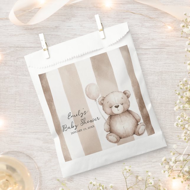 Sacolinha Bearly Wait Neutral Teddy Baby Shower (Cortado)