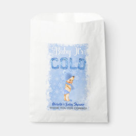 Sacolinha Bebê É Frio Chuva de Neve Azul Menino Chuveiro
