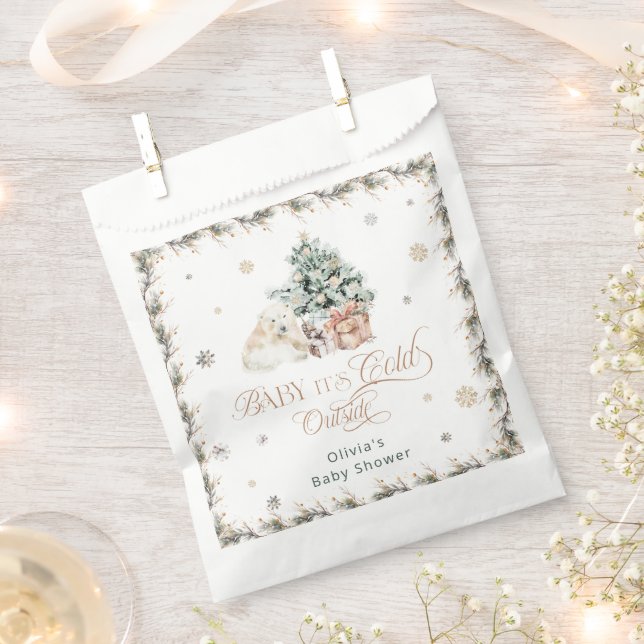 Sacolinha Bebê é frio fora do Chá de fraldas do Urso Polar F (Cortado)