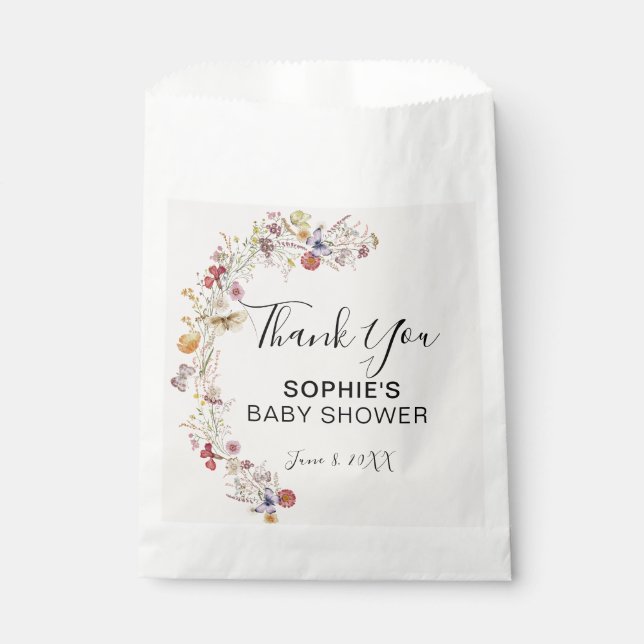 Sacolinha Bebê Em Blogue Jardim Borboletas Chá de fraldas (Frente)