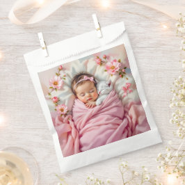 Sacolinha Bebê Floral Rosa e Gatinho Branco