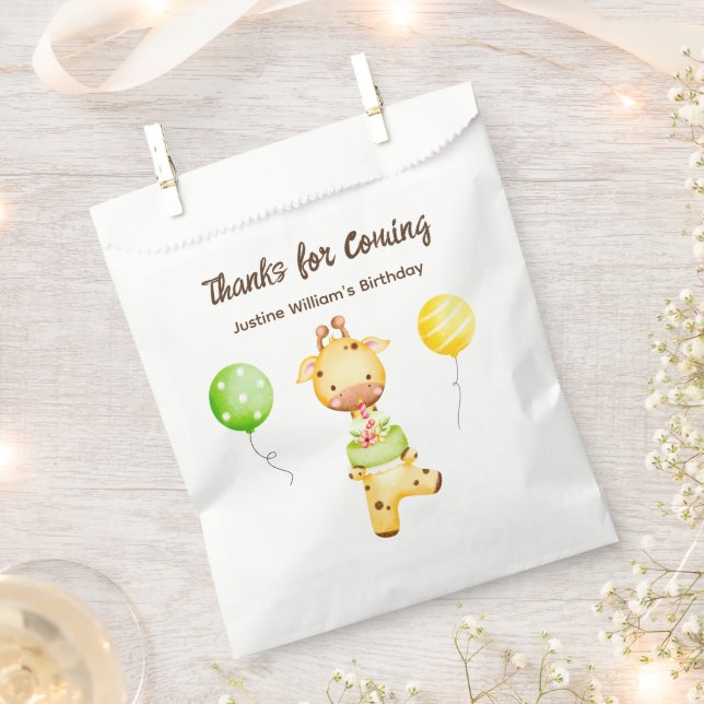 Sacolinha Bebê Girafa Fofo com Bolo, Festa de Agradecimento (Cortado)