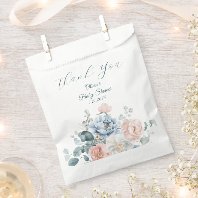 Sacolinha Bebê no Blosty Blue Peony Chá de fraldas (Cortado)