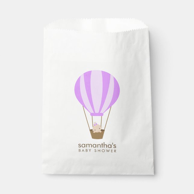 Sacolinha Bebê no Chá de fraldas do balão roxo (Frente)