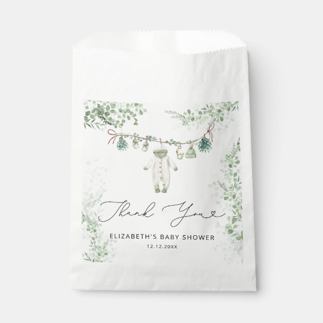 Sacolinha Bebê Roupas Boho Eucalyptus Chá de fraldas Obrigad (Frente)