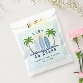 Sacolinha Bebê surfando conselho salpando chá de bebê azul