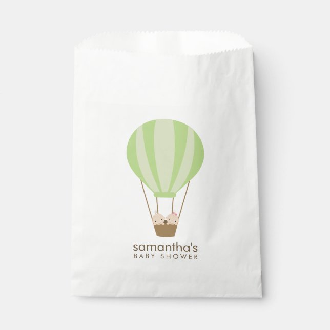 Sacolinha Bebês gêmeos no Chá de fraldas do Balão Verde (Frente)