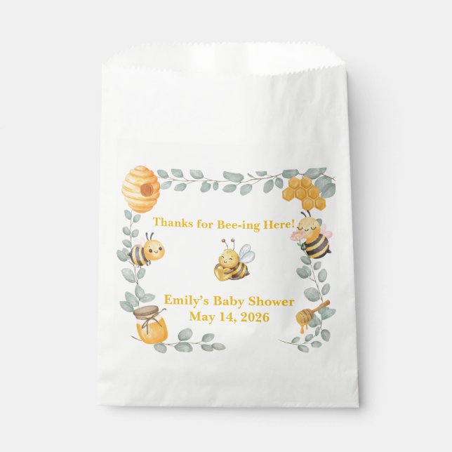 Sacolinha Bee Baby Shower Favor Bag  (Frente)