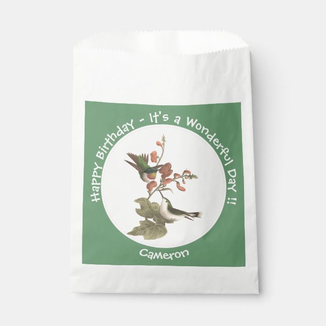 Sacolinha Beija-flor-de-garganta-rubi, aniversário ou outro  (Frente)