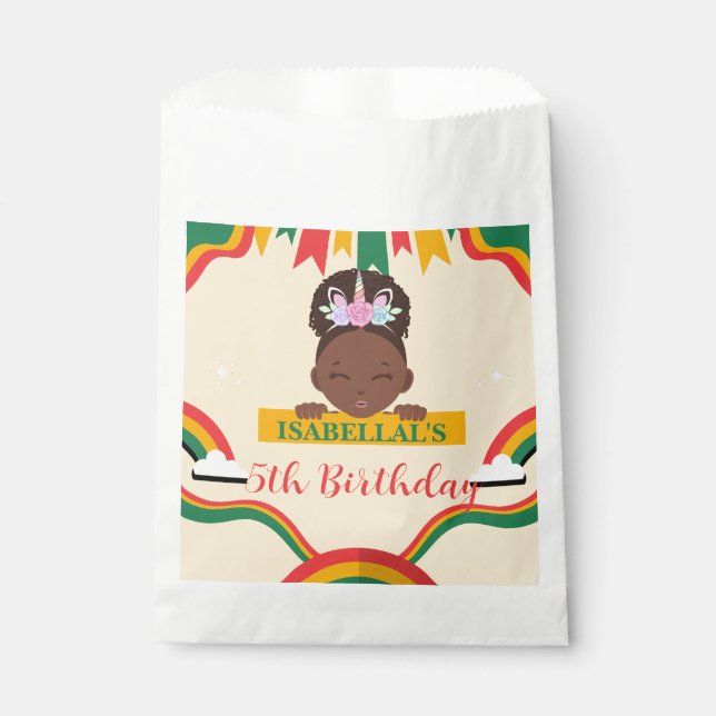 Sacolinha Belo aniversário de meninas africanas afro-america (Frente)