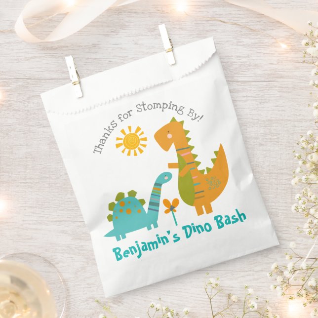 Sacolinha Belo Dinossauro Azul Kawaii Aniversário Obrigado (Cortado)