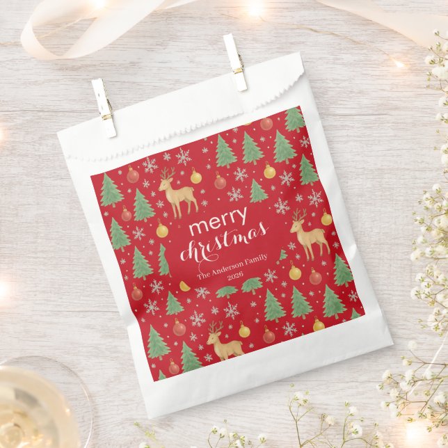 Sacolinha Berrendas de Aquarela e Árvore de Natal - (Cortado)