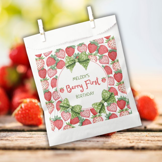 Sacolinha Berry First Birthday Strawberry Party Favor Bags (Criador carregado)