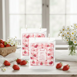 Sacolinha Berry First Birthday Strawberry Red Gingham Bows