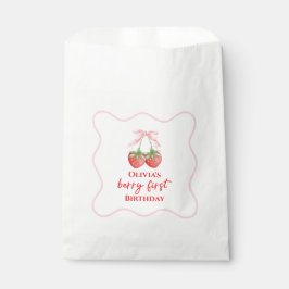 Sacolinha Berry primeiro aniversário de morango Laço Rosa